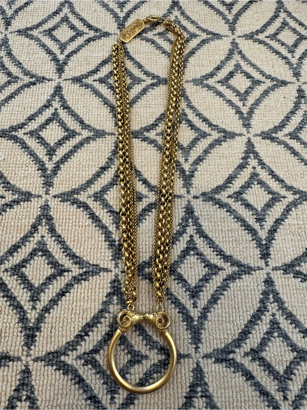 Elizabeth Cole Gold Multi-chain ram necklace